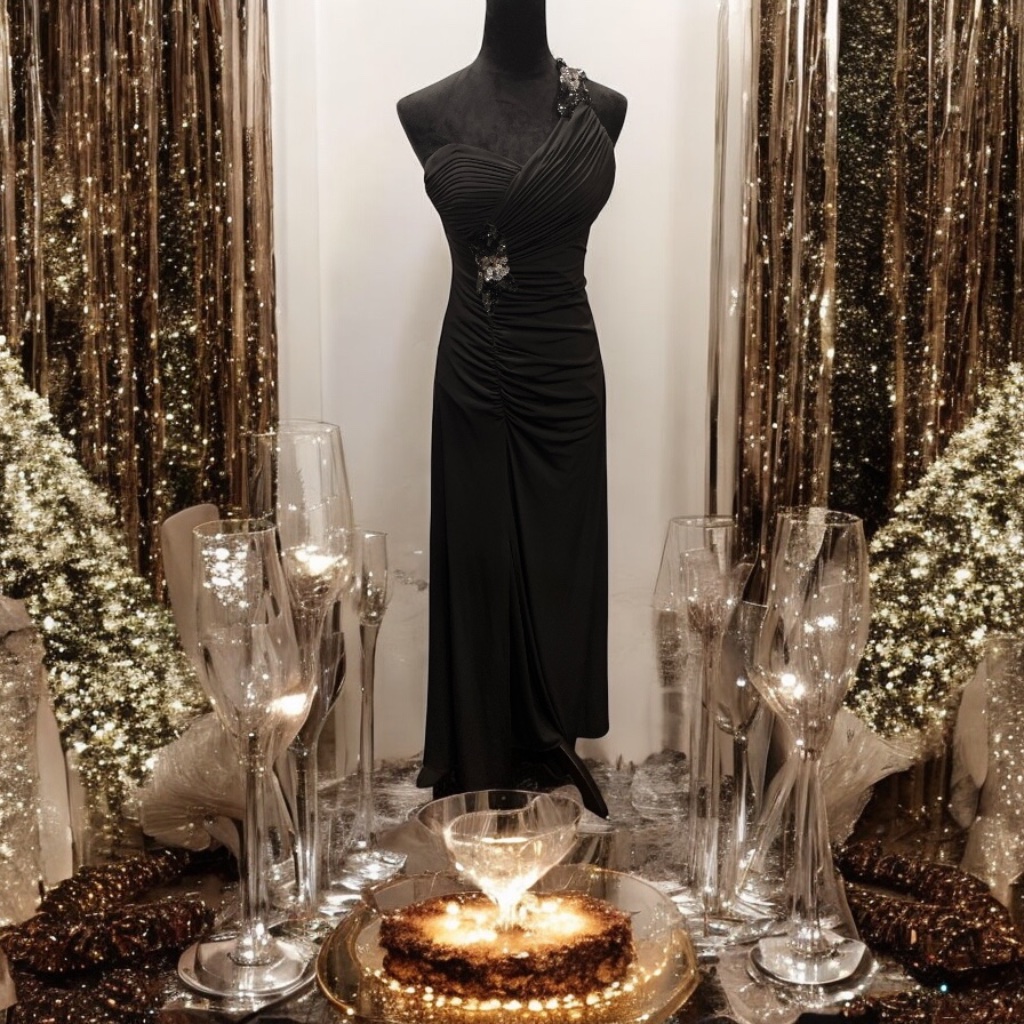 Hailey By Adrianna Papell Black One Shoulder Full Length Sequined Evening Gown 4